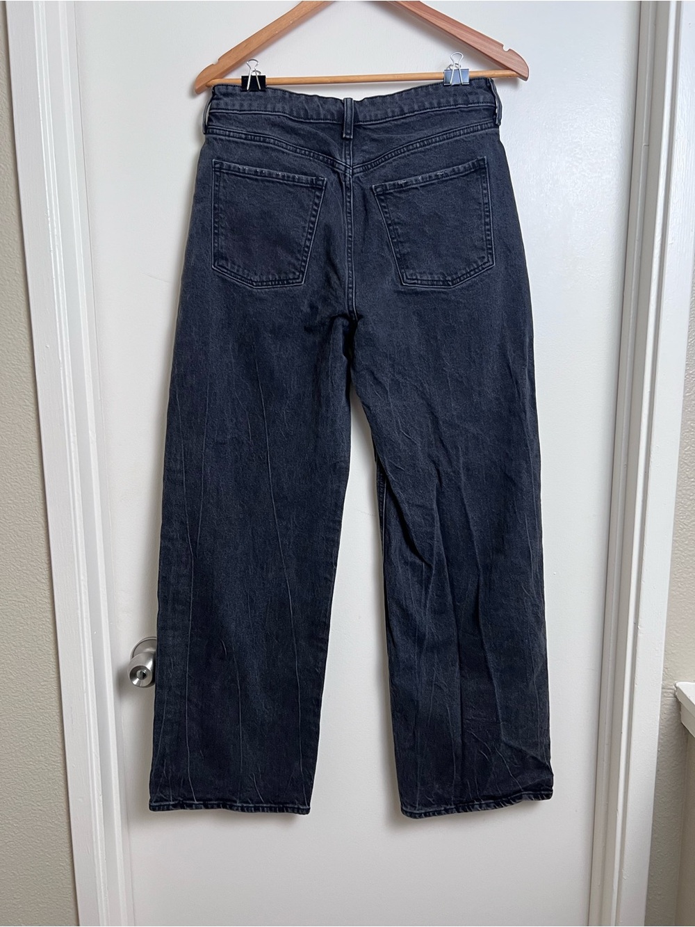 Old Navy Extra High Rise Curvy Sky-Hi Wide Leg Black Jeans Size 8 - Picture 4 of 6